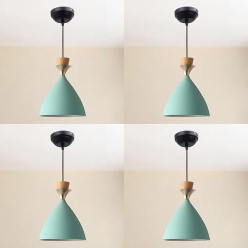 Image of GreyWings Modern Aqua Blue Dome Hanging Pendant Light for Ceiling, Aluminium, Antique Decor, E-27 Holder, Bulb is not Included, Pack of 4