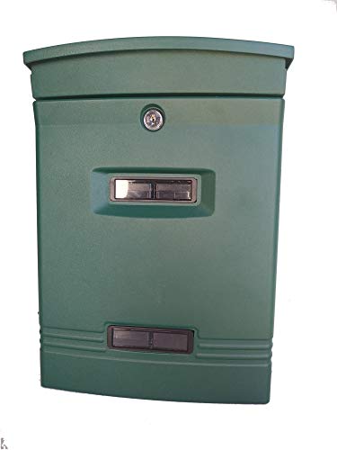 Buzon Correo Exterior; Mod. TRAMONTANA; buzón pared exterior para cartas, periódicos y revistas; con llaves y conjunto fijación. Buzón color VERDE.