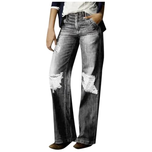 Jean droit femme décontracté coupe large rétro vintage chic