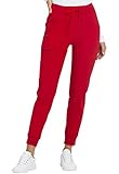 HeartSoul Break On Through Women Scrubs Pant Low Rise Jogger HS030P, S Petite, Red
