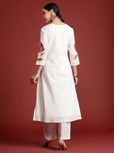 Image of INDO ERA Women's Cotton Ethnic Co-Ord Set | Kurta Pant Set | Stylish Cotton Suit Set for Women,10124