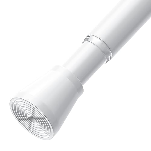 Image of AIZESI White Tension Rod for Windows 28 to 48 inch, Adjustable Curtain Rods No Drilling, Expandable Spring Tension Curtain Rod, Non-slip Shower Curtain Rod for Bathroom Closet Doorway (7 /8 inch Diameter)