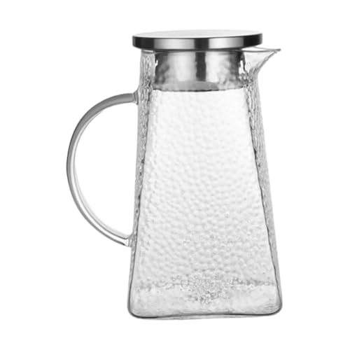 Ciieeo 冷蔵庫対応大型ガラス冷水ピッチャー 蓋付き家用飲料ポット ポータブル軽量ジュースウォータージャグ パーティーや日常使用に適合