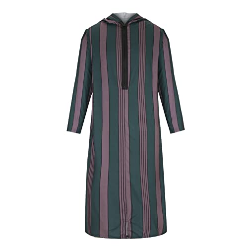 Men's Striped Robe Long Sleeve Zip-Up Thobe Long Gown Muslim Middle East Kaftan Dresses Muslim Dubai Clothes3