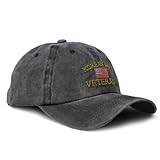 Vintage Washed Hat American Veteran Korean War A Embroidery Cotton Dad Hats for Men & Women Buckle Closure Black