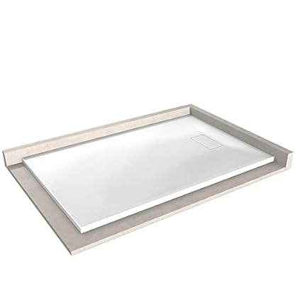 BERNSTEIN Duschtasse 80x140 cm Weiß matt Flache Bauhöhe, Duschwanne der GT-SERIE aus SMC, Rechteckiges Duschbecken mit Gefälle, SMC -Duschwanne, Steinoptik