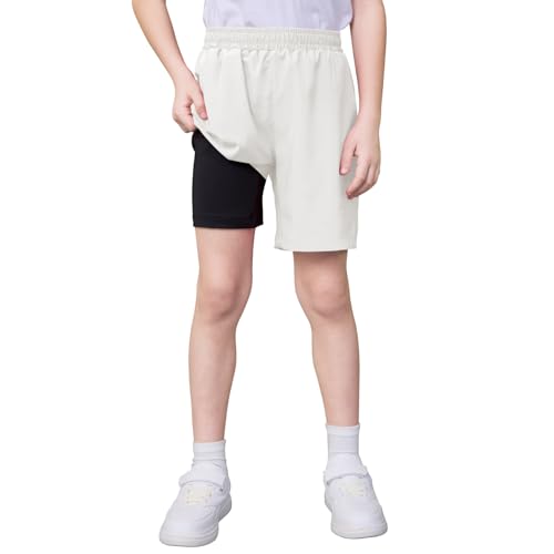 Image of QBK Boys 2-in-1 Athletic Running Shorts with Compression Liner Lightweight Quick Dry 3T-16Y