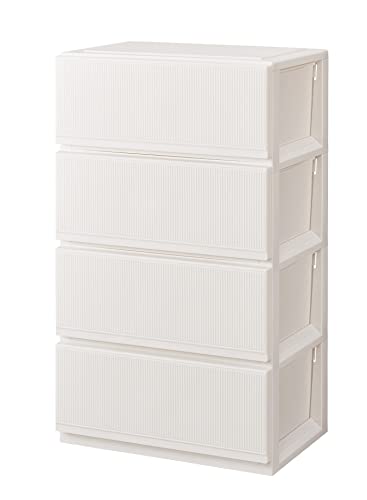 天馬(Tenma) 使いやすく設計した収納チェスト 日本製 スタイルケース 4段 キャスター付きで移動が簡単 引出しロック付きで抜け落ちを防ぐスムーズな引出し タンス 収納ケース 衣装ケース プラスチック 【簡単組立】 【色 ホワイト】 【サイズ 6504