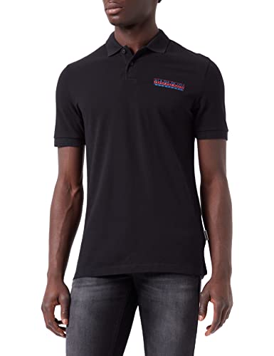 Indumento lavato Napapijri Polo da uomo a maniche corte ERIS, colore nero, XXL