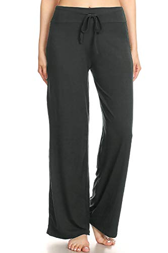 Image of Leggings Depot Women's Wide Leg Drawstring Pajama Pants for Lounge, Sleep | Soft, Breathable Poly-Span, Drawstring Waist, Comfy, Casual, Yoga, Everyday