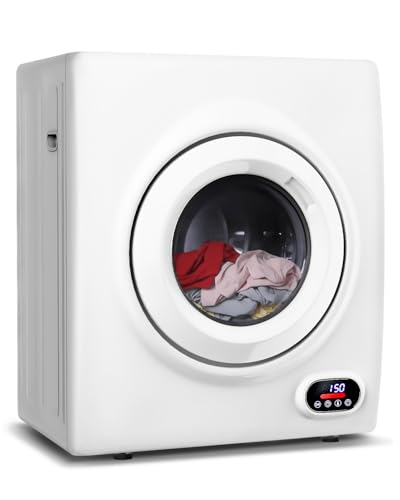 Feelfunn 3.5 Cu.Ft Portable Clothes Dryer - 1500W Clothes Dryer with Stainless Steel Tub, Front Load Tumble, LCD Touch Panel - Compact Drying Unit for Laundry, Apartments, Dorms