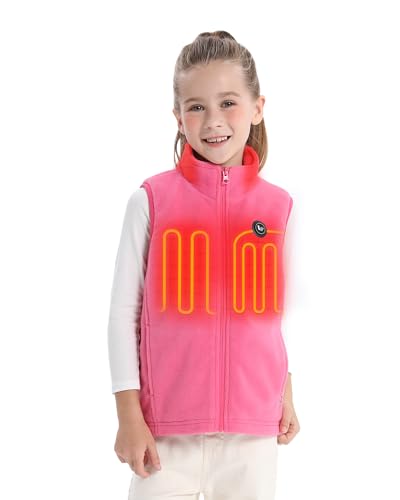 Venustas Kids Heated Fleece Vest with 7.4V Battery Pack Included Warmer Youth Electric Heating Vest for Boys & Girls