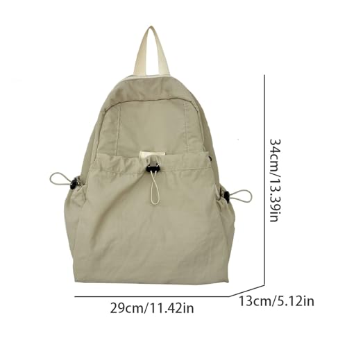 Ladies' Large Capacity Backpack, Casual Adjustable Shoulder Strap, Daily Commuting Bag, Outdoor Travel, Lightweight(Beige)3