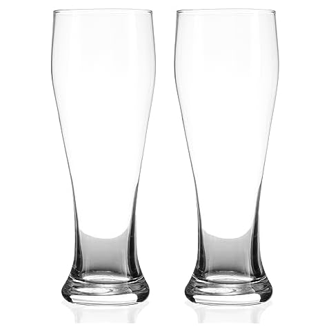 Burns Glass Bar Glasses, Classic Pilsner Glass Tall Beer Glasses with Heavy Base, 24 Oz. (Set of 2) Cover