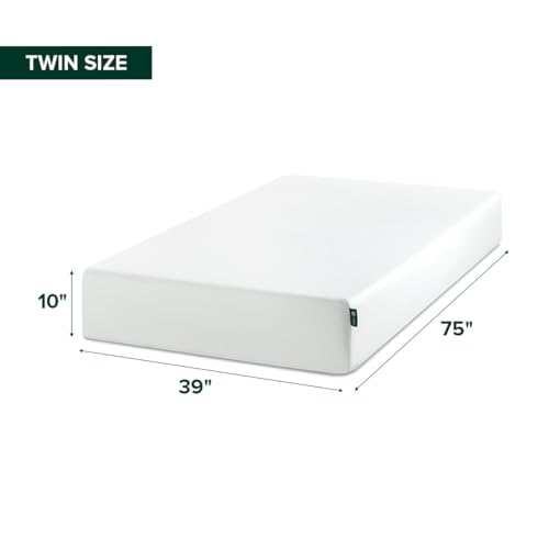 Image of Zinus 10 Inch Twin Green Tea Memory Foam Mattress, Medium Firm Feel | Pressure-Relieving Comfort & Full-Body Support, Naturally Fresh, CertiPUR-US & OEKO-TEX Certified Safe Materials