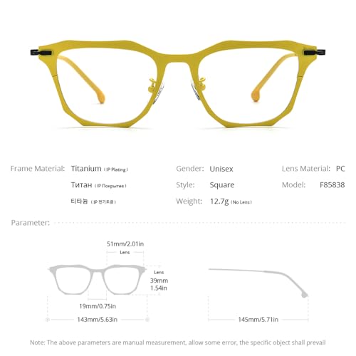Image of FONEX Pure Titanium Glasses Frame Men Square Magnet Clip On Eyeglasses with Polarized Lens
