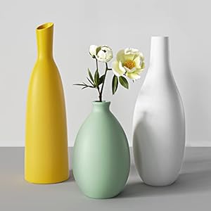 Vasi Ceramica Set Di 3 Altezza 22+20+12cm, Vasi di Fiori Decorazione moderna della casa, Vaso di Ceramica per Fiori tavolo libreria camino soggiorno camera da letto ufficio matrimonio regalo