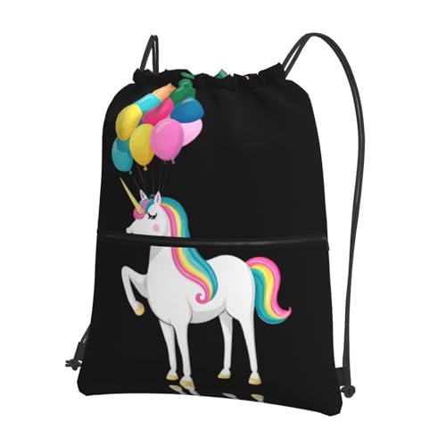 GGNKDL Mochila colorida con diseño de unicornio con cordón y cremallera, fuerte y ligera para senderismo, camping, color negro, talla única GGNKDL Mochila colorida con diseño de unicornio con cordón y cremallera, fuerte y ligera para senderismo, camping, color negro, talla única