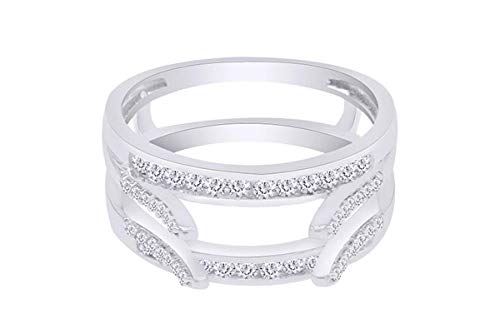 AFFY Sterling Silver Cathedral Classic Enhancer Ring Guard with Cubic Zirconia (1/2 ct.) Size - 8