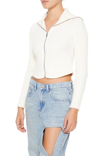 Forever 21 Women's Cropped Zip-up Sweater4