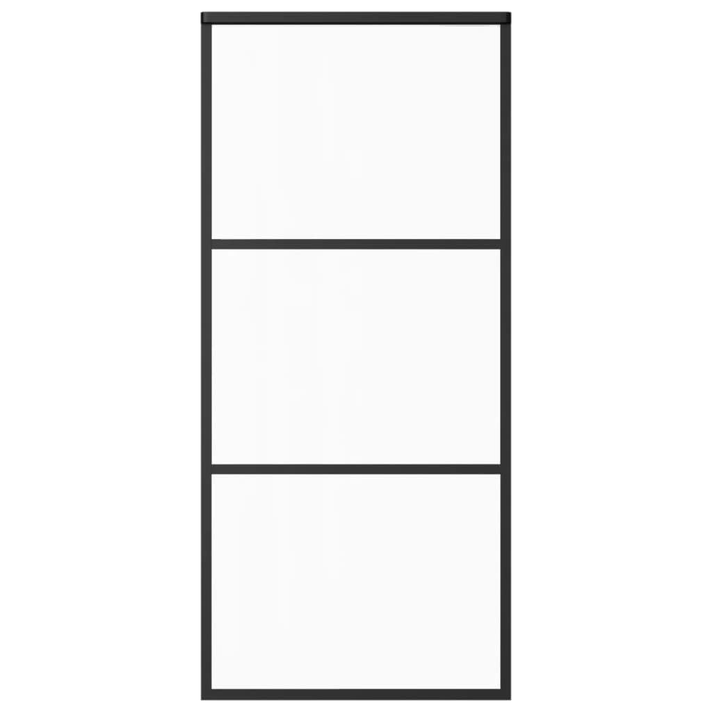 vidaXL Puerta Corredera con Herrajes Entrada Corrediza Deslizante Hogar Cuarto de Baño Salón Sala de Estar Habitación ESG Vidrio y Aluminio 90x205 cm