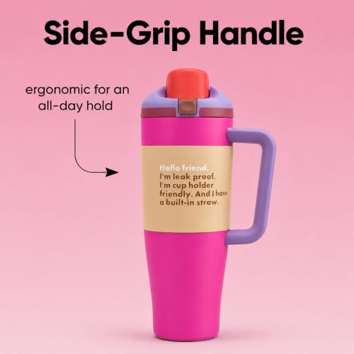 Image of HomeCloud 1200ML Stainless Steel Water Bottle - Double-Wall Vacuum Insulated, Leakproof Straw Lid, BPA-Free Reusable Travel Flask with Two-Way Spout for Gym, Office & Outdoor Use (H Pink)
