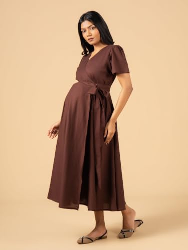 Image of The Mom Store Maternity and Nursing Wrap Dress for New Mom | Pre and Post Pregnancy Wear for Womens | Trendy Stylish Printed Friendly Dresses for Women | Comfortable