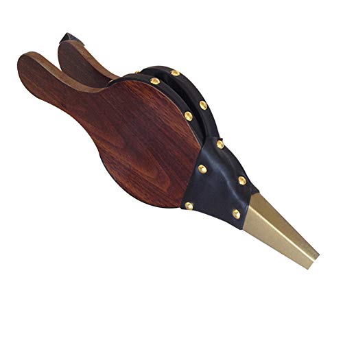 PETIT MANON Fireplace Bellows 12"x 5" Wood Fire Air Bellows with Cast Nozzle, Hanging Strap for Fireplace Wood Stove Grill Chimney Indoor Outdoor Cooking Camping BBQ Grill Chimney(1 Pcs, Brown)