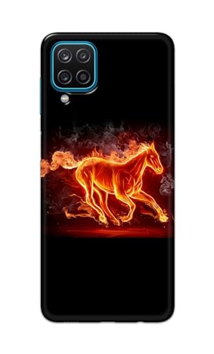 Image of PRINTFIDAA Printed Hard Back Cover Case for Samsung Galaxy A12 | M12 | F12 Back Cover (Fiery Horse) -112