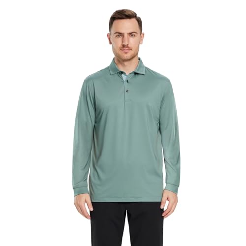 Image of Mens Polo Shirts Short and Long Sleeve Casual Solid Stylish Dry Fit Performance Designed Collared Golf Polo Shirts for Men