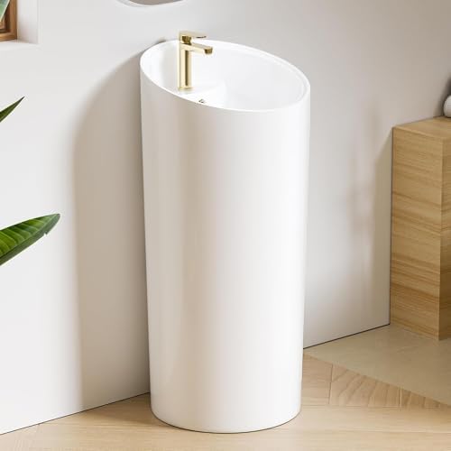 Eridanus Freestanding Pedestal Sink with Overflow, One Piece Mode...