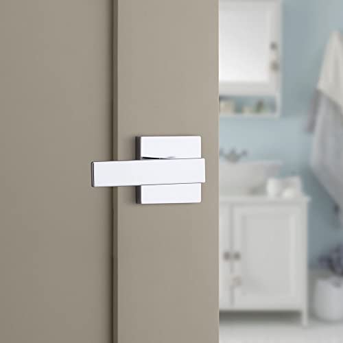 Image of Kwikset Singapore Interior Privacy Door Handle with Lock, Door Lever For Bathroom and Bedroom, Polished Chrome Reversible Keyless Turn Lock