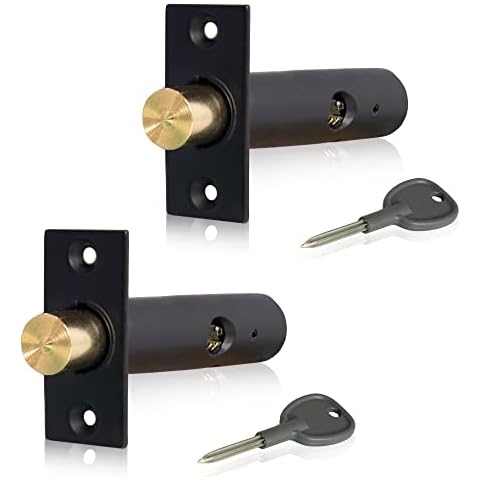 XFORT 2 Pack 60mm, Matt Black Mortice Door Bolts with 2 Star Keys, Door Security Rack Bolt Providing Enhanced Protection for Doors and Windows at Home and in The Workplace Cover