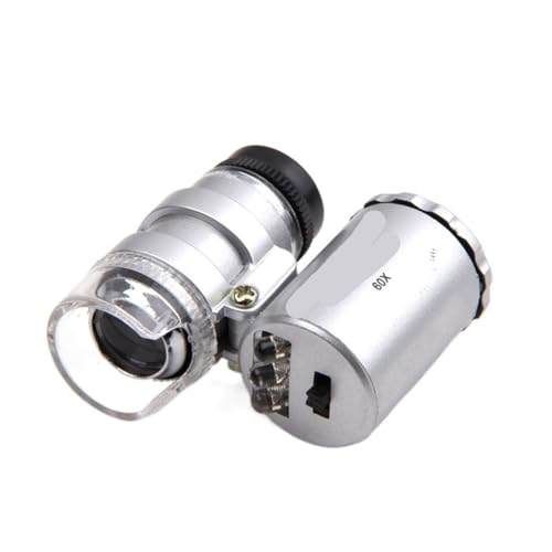 Microscope 60X Mini Microscope Jeweler Loupe Lens with LED Light