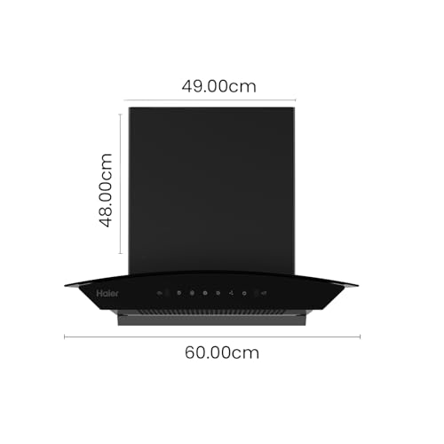 Image of Haier 60cm 1500 m3 /hr Curved Glass Chimney Black Filterless Autoclean with Oil Collector | 10 Yr Motor & 4 Yr Product Warranty | Gesture Control | Free Installation and Pipe | HIH-G1600-IN