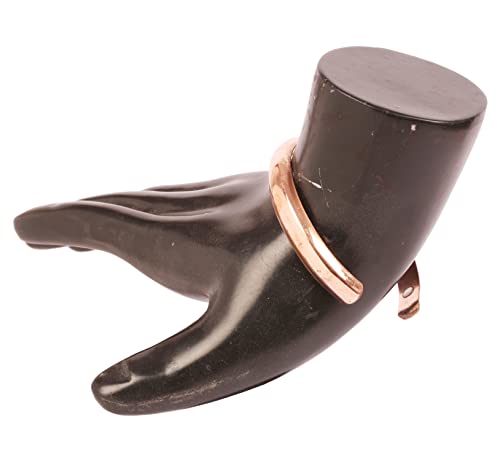 Image of Touchstone Indian Handcrafted Pretty Tapered Pattern Triple Magnet Hand Forged With Solid And High Gauge Minimalistic Elegance Pure Copper Bracelet In Natural Tone.