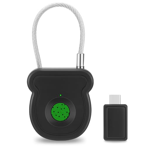 2025 NEU Schlüsselloses Typ C Fingerabdruck-Ladeschloss Intelligentes Vorhängeschloss Türschloss 0,5s Entriegelung Tragbares Anti-Diebstahl-Vorhängeschloss, USB-Schlüssel, Notentriegelungscode