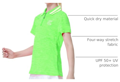 Image of EXARUS Girls Golf Polo Tennis Shirts Sleeveless Kids V-Neck Tank Tops | Equestrian UPF 50+ Quick Dry Clothes