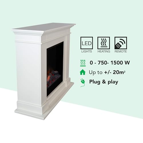 Kos MDF Elektrokamin mit Levico 70- Kaminverkleidung Weiß- 1500 Watt Heizung- Fernbedienung-3