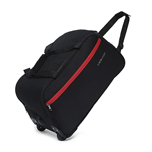 Lavie Sport Lino M Medium Size 57 cms Wheel Duffle Bag for Travel | 2 Wheel Luggage Bag | Travel Duffle Wheeler (Black)