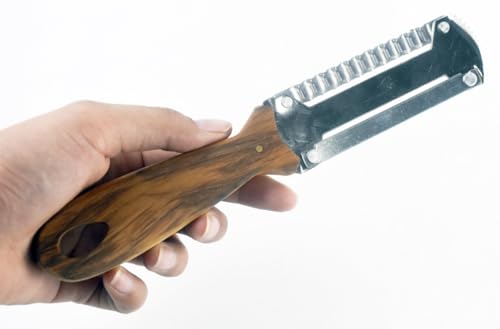 3-in-1 Kitchen Peeler, Scrabber & Grater: a cutting tool with a serrated blade and a Wooden Handle for Vegetable scraping potatoes Carrots and Coconut - Image 4