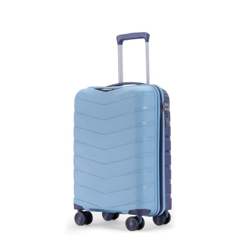 Image of Axis Cabin Suitcase 55 cm 20 inch Polypropylene Hard Trolley, 8 Spinner Wheels, 3-Pocket Convipack, Dual-Tone Shell, Recessed Number Lock, Carry-On Sapphire Blue /Peacock Blue