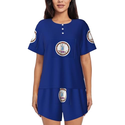 Pijama de Virginia de mujer de manga corta, ropa de dormir ligera y c&oacute;moda