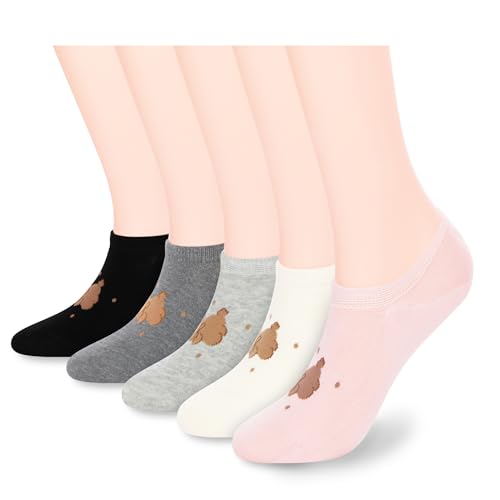 Image of Violet Mist Women No Show Socks Animal Patterned Low Cut Liner Socks Girls | Non Slip Invisible Socks, Novelty Funny Pattern Footies Flat Boat Socks Casual, Summer