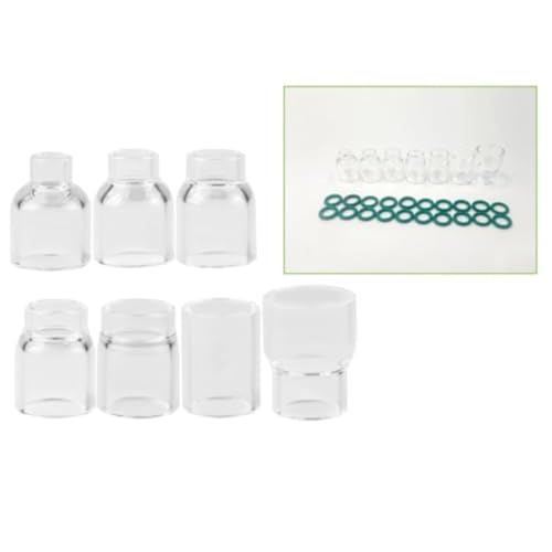 TIG - Kit de consumibles de soldadura, taza de cristal de cuarzo resistente al calor y juego de anillo O, compatible con linternas SR WP-9 17 18 20 25 26, incluye estuche de almacenamiento
