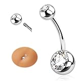 Piercing para ombligo, 8 mm, de titanio, para el cuerpo, con doble cabeza, curvado, para el ombligo, joyería para mujeres y niñas