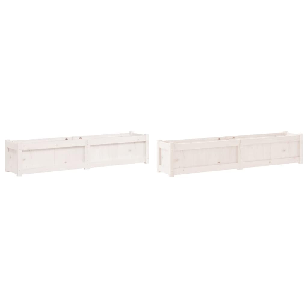 Pflanzkübel 2er Set Weiß Kiefer Massivholz Blumenkasten 150cm | Große Deko-Pflanzkästen aus echtem Holz für die Gestaltung von Garten, Terrasse, Balkon und anderen Außenbereichen.