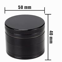 Evergreen Labs Grinder Metall Crusher Kräutermühle Crinder aus 100% Aluminium, Durchmesser Größe 50mm 4 Teilig, Farbe Schwarz mit Scraper für getrocknete Kräuter, Spice, Gewürze – Ansicht 3