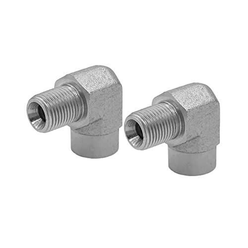 Image of (2-PACK) 5502-04-04 Hydraulic Adapter Fitting 1 /4 inch-18NPTF Male x 1 /4 inch-18NPTF Female 90Pipe Joints Elbow Carbon Steel