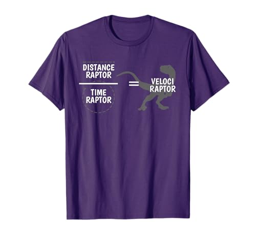 Funny Sarcastic Dinosaur Math Calculation Sarcasm Velociraptor Equation Distance Raptor Divided by Time Humor T-Shirt